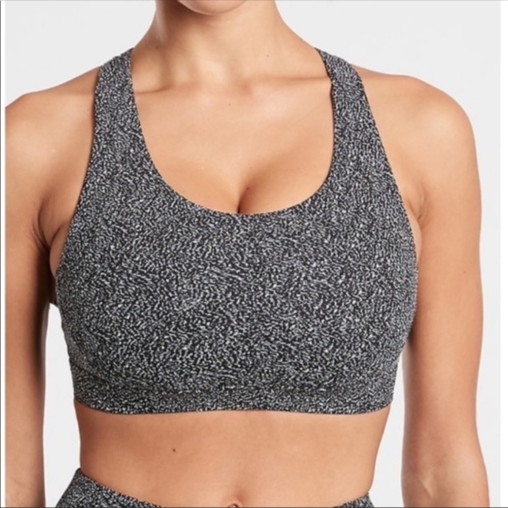 Athleta Ultimate Sports Bra Black White Texture